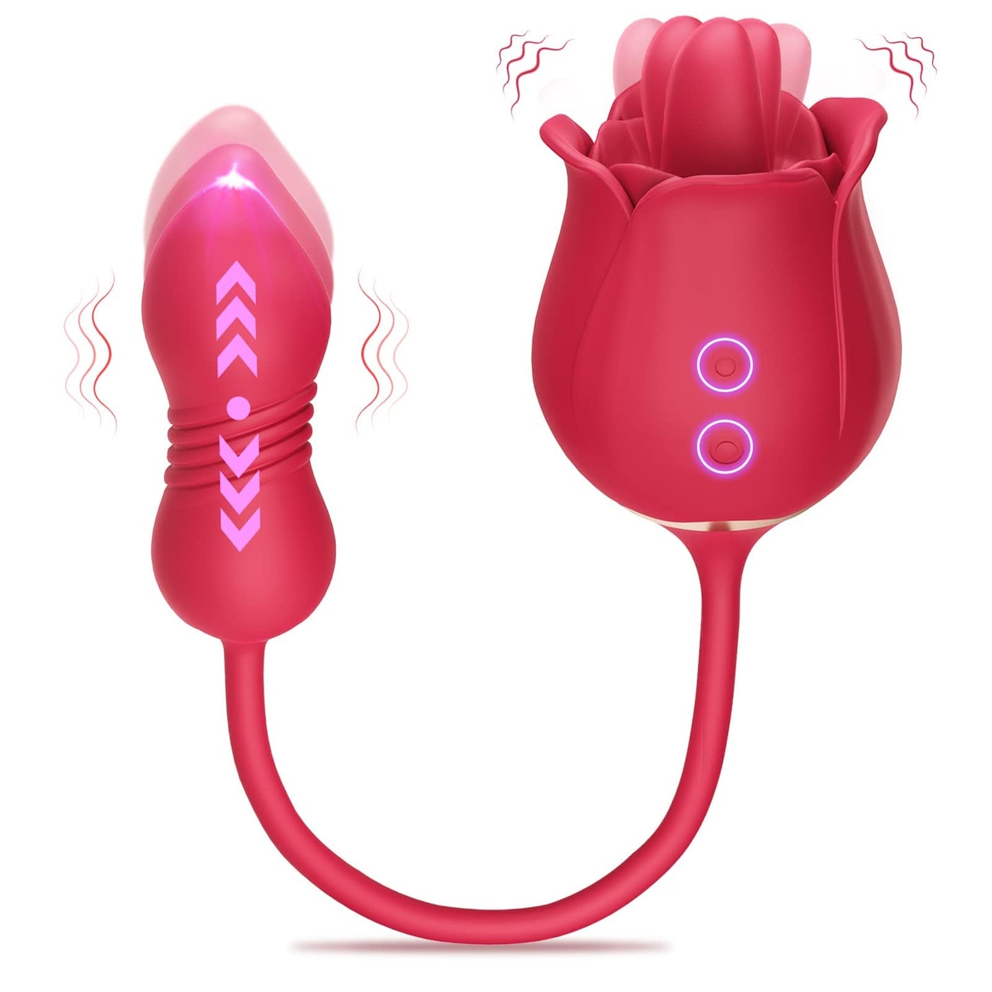 Rose Massager with Thrusting, Vibration & Licking