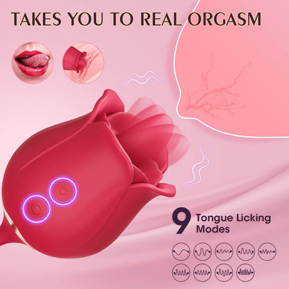 Rose Massager with Thrusting, Vibration & Licking