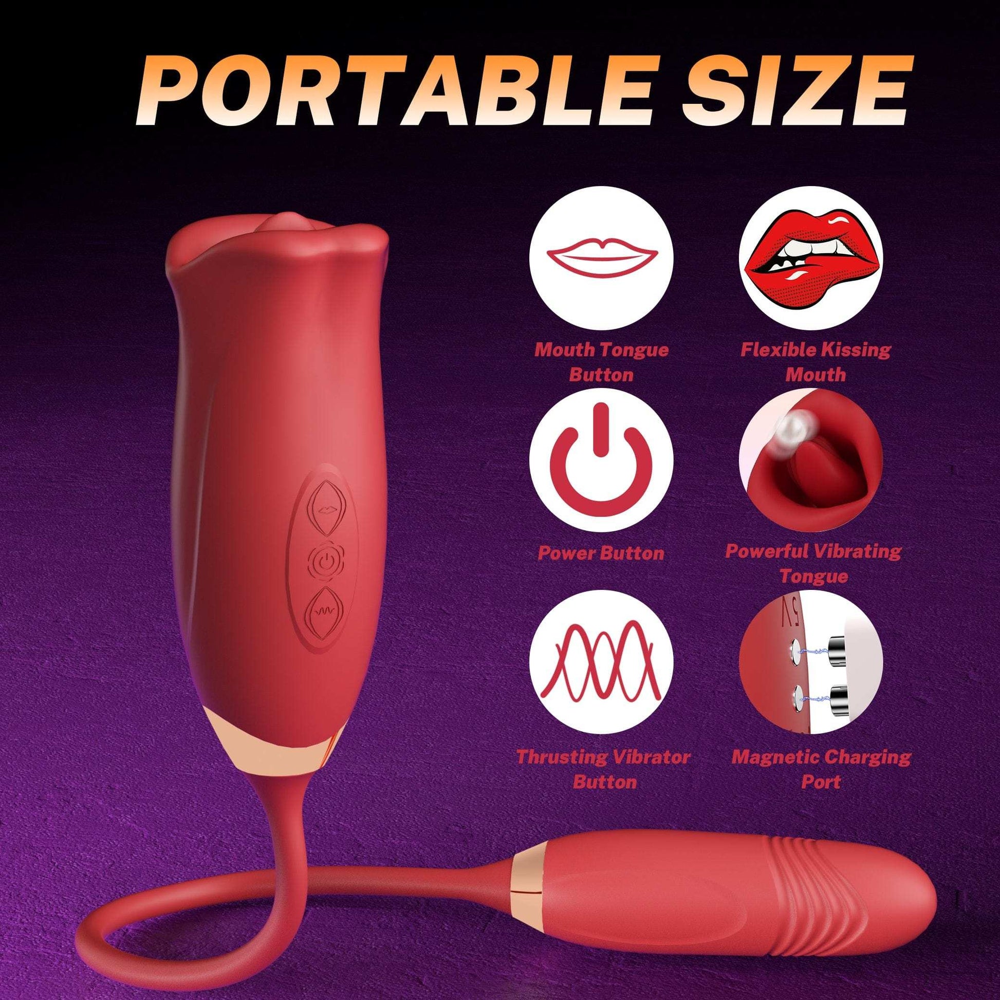 Rose Sucking Tongue Clitoral Stimulator & Thrusting G-Spot Vibrator